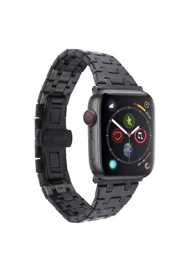 Novahub İos Watch Uyumlu Serisi 4 İçin 40mm Çift T Paslanmaz Çelik Saat Bandı Siyah, Q/i