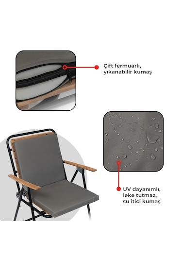 Xpermate 6'lı Arkalıklı Sandalye Minderi Fermuarlı 40x40 Antrasit