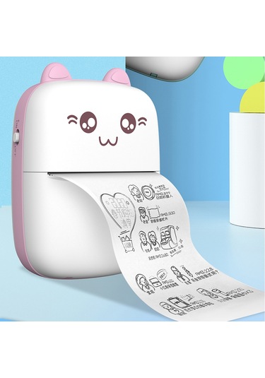 C9 Mürekkepsiz Yazıcı Taşınabilir Termal Fotoğraf Yazıcısı Kompakt Cep Öğrenci Mini Etiket Yazıcısı - Pembe