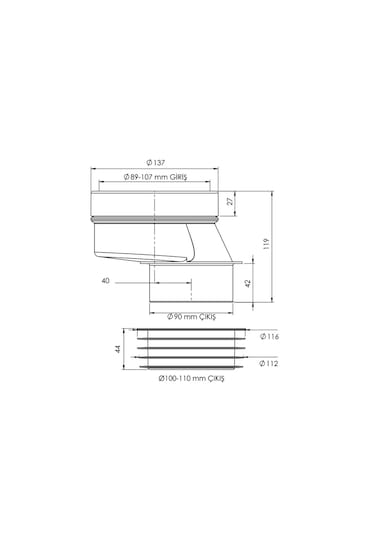 Yapıtaşı Yt82 Ayarlanabilir Açılı Klozet Gider Borusu 4cm
