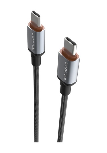 Lenyes LC528 Type-C To Type-C 60W Hızlı Şarj Özellikli Örgülü Data Ve Şarj Kablosu 1 M Siyah