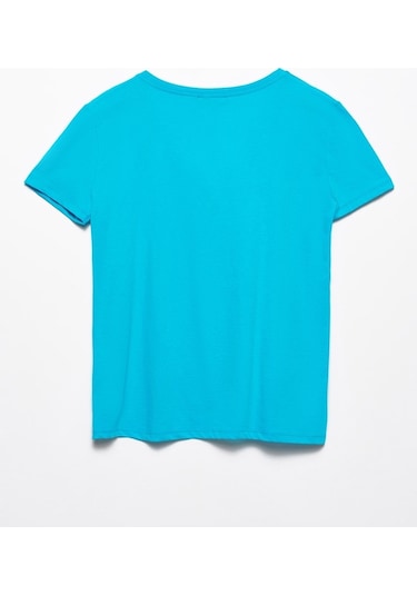 Dilvin V Yaka Basic T-Shirt-Mavi