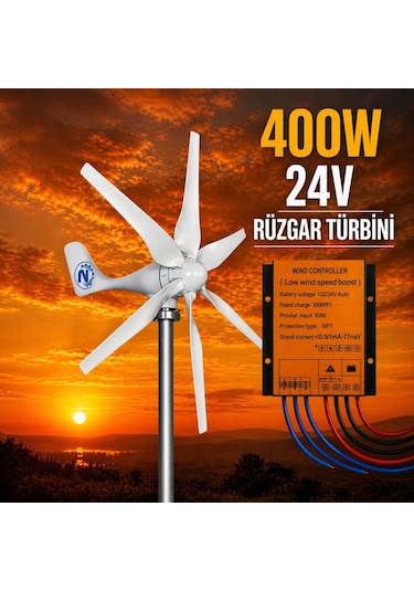 400w-24v Rüzgar Türbini+Şarj Kontrol Cihazı