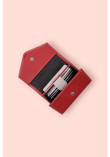 Modica Paris - Vegan Deri Akordiyon Kartlık Cüzdan Şıklık Ve Fonksiyonun Buluştuğu Kusursuz Tasarım Kırmızı
