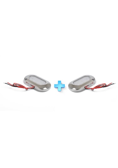 2'li Tekne Merdiven Lambası. 12v. Krom Çerçeve. Mavi. Aydınlatma Mavi