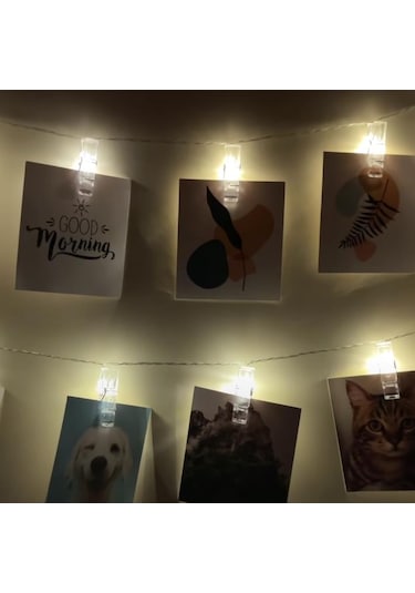 Aeron Mandallı Led Işık Zinciri - 20 Adet Led Işık