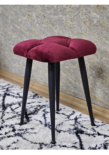 Kare Siyah Boyalı Konik Ayaklı Tabure - Oturak - Bar Taburesi - A Çok Renkli