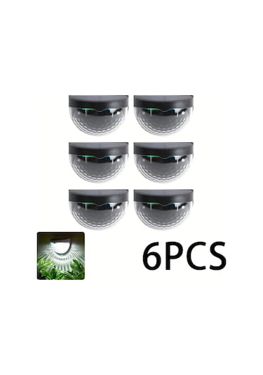 Motion003 6 Adet Güneş Enerjili Led Duvar Lambası Kara Kabuk Beyaz Işık Dış Mekan Bahçe Merdiven Aydınlatma Abs Malzeme Kolay Kurulum Ahşap