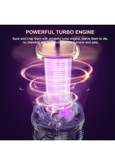 Fortunelane Ev İçi Mosquito Killer: 360 Işık & Turbo Emme & Güçlü Öldürme, Görünür Depo, Beyaz