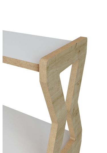 Zühre Safir Meşe -beyaz -4 Raflı Ahşap Ayakkabılık -çok Amaçlı Dekoratif Raf, Organizer Beyaz - Safir Meşe