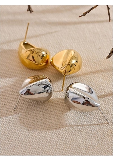 Novahub Altın Kaplama Geometrik Hollow Küpe Kadın 316l Paslanmaz Çelik Su Geçirmez Takı Altın