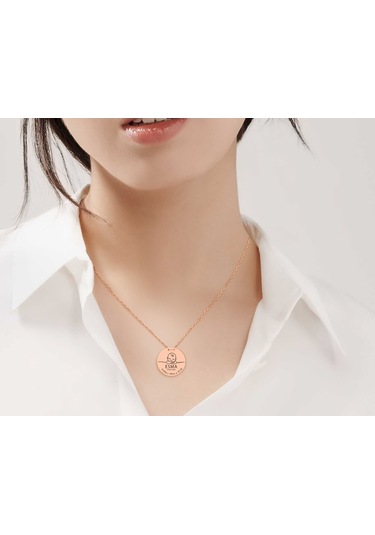 Kişiye Özel Isimli Yeni Doğan Bebek Rose Plaka Kolye