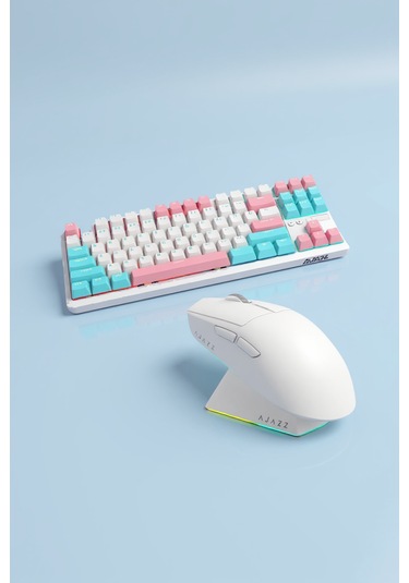 K870t Pro Beyaz Mekanik Klavye + Aj139 V2 Beyaz Oyuncu Mouse Set