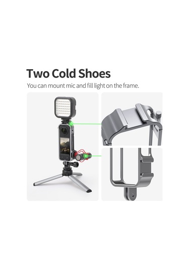 Dofolink Sunnylife X4-bk809 Insta360 X4 İçin Alüminyum Kamera Korumalı Kafes, Çift Soğuk Ayaklı, Genişletilebilir Çerçeve, 32g Hafif, Anti-düşük