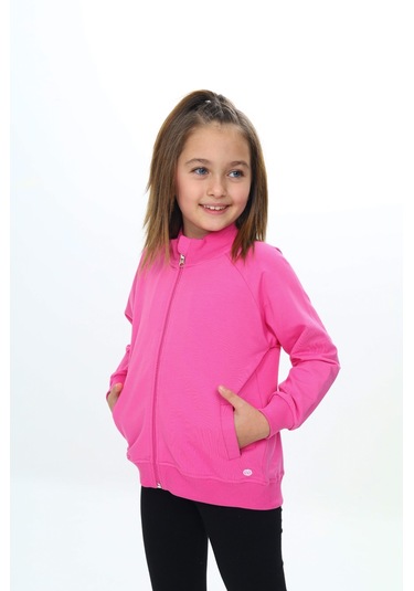 Toontoy Kız Çocuk Nakışlı Hırka Fuşya