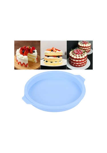 Shineyee 4'lü Mavi 8 İnç Gümüşe Silikon Kek Kalıbı - Fırın/mikrodalga Uyumlu, Yemek Dereceli, Kolay Çıkarım, Ev/firma Kullanıma Uygun Mavi