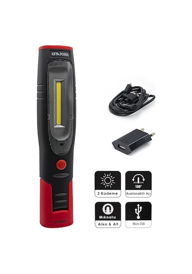 Ceta Form R10-Max2 Şarjlı Led Çalışma Lambası 400 Lümen Siyah