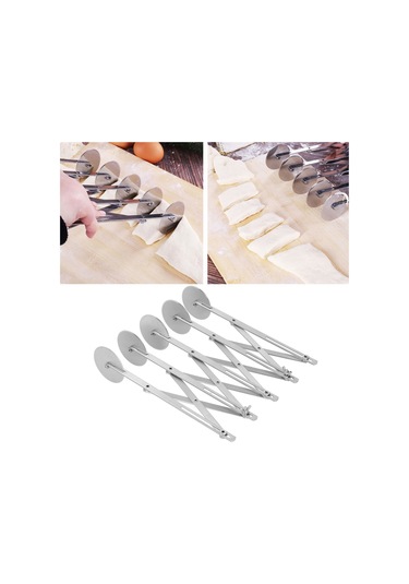 Geeroyoo 430 Paslanmaz Çelik Çoklu Tekerlekli Pasta Dilimi Aracı - Ayarlanabilir Kesim Genişliği İle Hamur, Pizza, Browni Kesimci Diğer