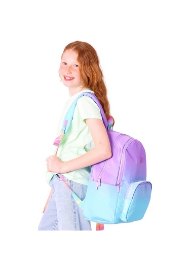 Elatae Su Geçirmez Kumaş Kız Çocuk Çok Gözlü Ortopedik Sırt Okul Çantası K1799 Lila