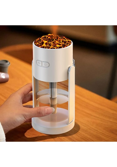 Projektör Görünümlü Rgb Işıklı Gece Lambası Ve Buhar Makinesi Beyaz