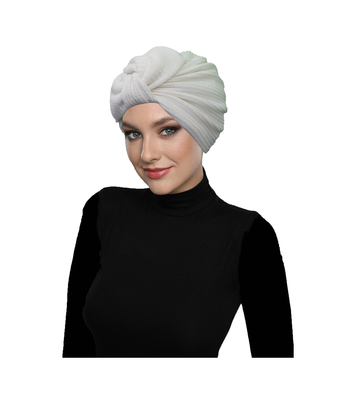 Triko Yelpaze Krem Astarlı Hazır Türban Tesettür Bone Krem