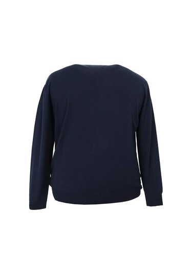 Erkek Büyük Beden Battal Boy 110 Kilo İçin Uygun V Yaka Triko Kazak Lacivert