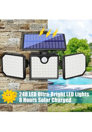 Trendooze Güneş Enerjili Bahçe Aydınlatma, 400 Lümen, Kırmızı-mavi Flaş, Ip65