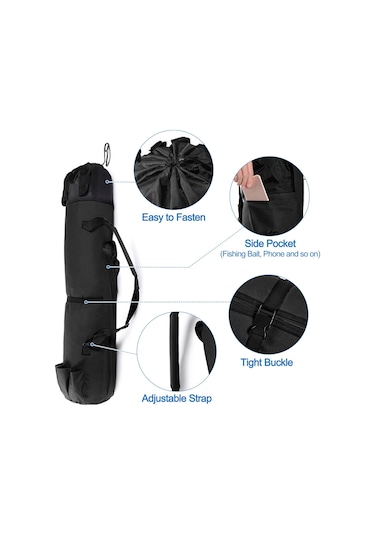 Xindoker Siyah Dış Mekan Balıkçılık Çantası, 600d Oxford Kumaş, Su Geçirmez, 5 Adet Kamış Ve Makine Taşıma Kabiliyeti, Çok Fonksiyonlu Envanter Saklama Çantası