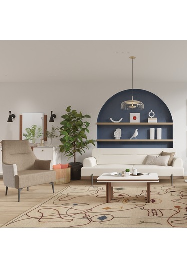Linen 3+1 Salon&oturma Odası Koltuk Takımı - Krem&kahve