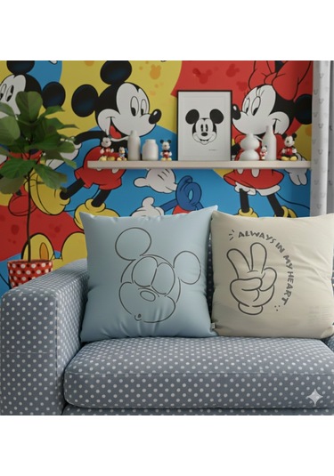 Taç Disney Mickey Mouse Çift Taraflı %100 Pamuk Dekoratif 2'li