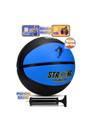 Telvesse Strong Basketbol Topu Pompalı Full Kauçuk Dayanıklı Deep Channel Kabartma No:7 B12 Mavi