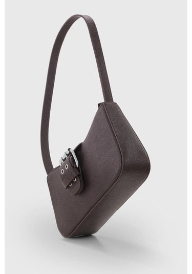 Kadın Kahverengi Vintage Görünüm Tokalı Omuz Çantası 268 Kahverengi