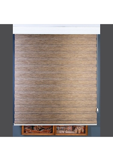 Kidmex Ithal Bambu Kahverengi Bambu Stor Zebra Perde Etek Dilimsiz