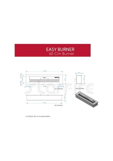 Copart 60 Cm Easy Burner Bacasız Şömine