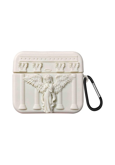 Microsonic Aipods Uyumlu 4.nesil / Anc Kılıf Cartoon Figürlü Silikon Praying Angel Bej - Gri