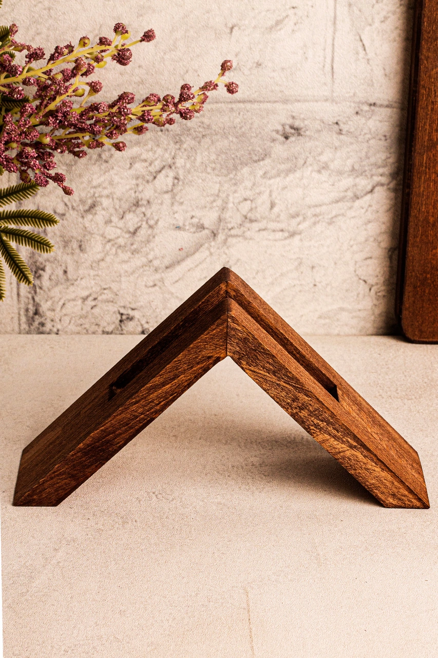 Snippy Elegante - Ahşap Dekoratif Peçetelik Filtre Kahve Süzgeç Standı Peçete Standı Kahverengi