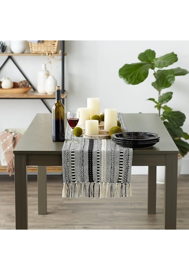 Wellstil Neula %100 Pamuk Siyah Örme Runner 40 x 110 CM