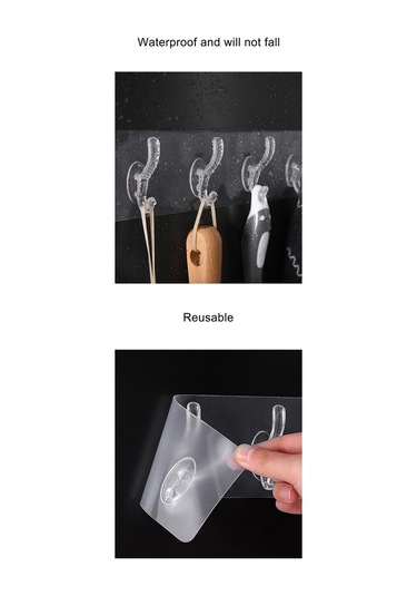 Kendinden Yapışkanlı Güçlü Şeffaf Askılık - Kapı Arkası Mutfak Duvar Banyo Askı 6'Lı Diğer