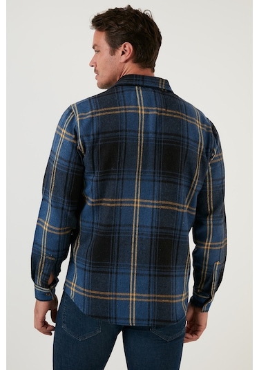 Buratti Ekoseli Uzun Kollu Slim Fit Kışlık Erkek Gömlek Cf21W112844 Indigo