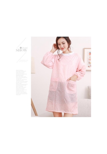 Pembe Temizleyici Ürünler Kadın Çiçek Su Geçirmez Uzun Kollu Mutfak Pişirme Pişirme Önlüğü Çalışma Önlüğü