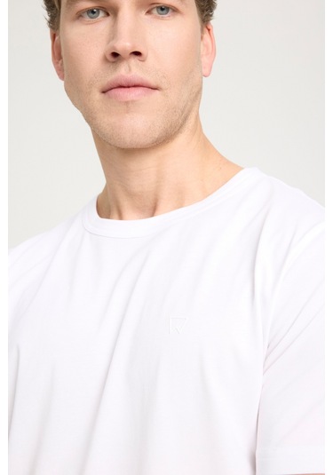 Regular Fit Normal Kesim Bisiklet Yaka %100 Pamuk Ekru Tişört W241575104 Ekru