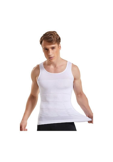 Erkek Korse Atlet Göbek Sıkılaştırıcı Toparlayıcı Korse İkili Set Beyaz - Siyah