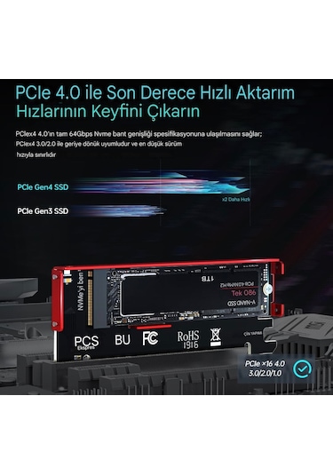 M.2 Nvme'yi Pcı-e 4.0 X16 Adaptörüne Dönüştürücü Isı Emicili İle