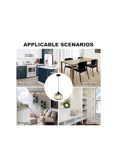 Ximistore9 Siyah Modern Cam Fener Avize, 12w Isınak Işık, Ayarlanabilir Tel, Koridor-balkon-giriş, Çelik-gerçek Cam, E27 Ampul Dahil Siyah