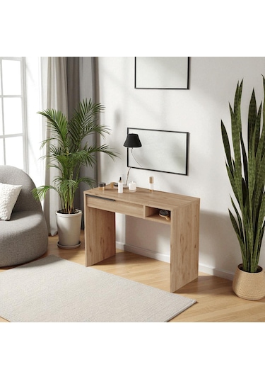 Robin Home Makyaj Masası Aynasız Çekmeceli Sepet Kahverengi