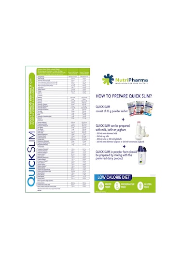 Quick Slim Yüksek Proteinli Öğün Tozu, 30 Öğün Shake + 1 Shaker