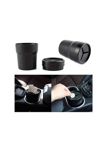 Kapaklı Araba Çöp Kutusu, Mini Otomatik Çöp Kutusu Sızdırmaz Araç Çöp Kutusu, Araba, Ev, Ofis, Mutfak İçin Konsol Veya Kapıda Bardak Tutucuya Uygun