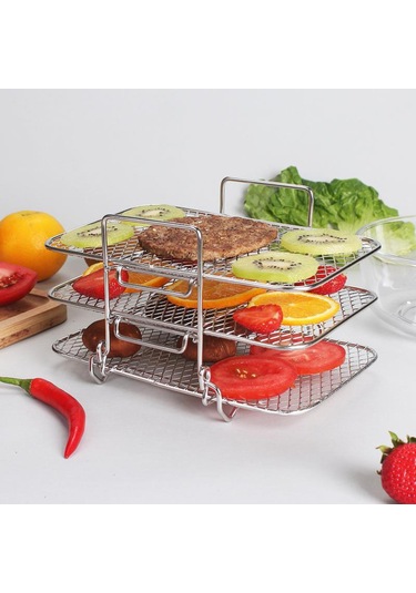 Tenfowee 304 Paslanmaz Çelik Çok Katlı, Yıkanması Kolay, Sıvı Akışlı Mangal Ve Gıda Depolama Rafı - Güneşme, Saklama, Kurutma İçin Uygun Gümüş