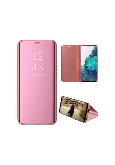 Huawei Mate 20 Pro Aynalı Kapaklı Lüx Kılıf Rose Gold