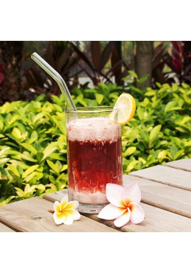 Yüksek Borosilikat Cam Pipetler Smoothies Kokteyller İçin Çevre Dostu Yeniden Kullanılabilir İçme Pipetleri Bar Aksesuarları Fırçalı Pipetler 6